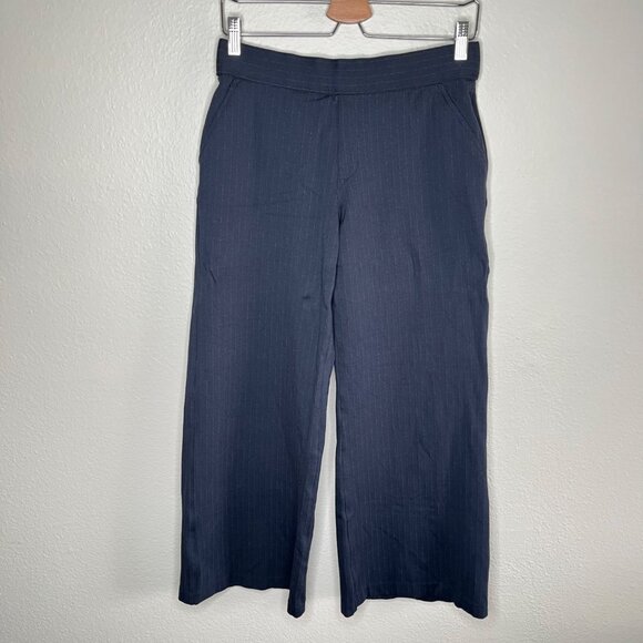 Spanx Womens Medium Navy Blue Pinstripe Ponte Wide Leg Pant 20385q - Picture 6 of 10